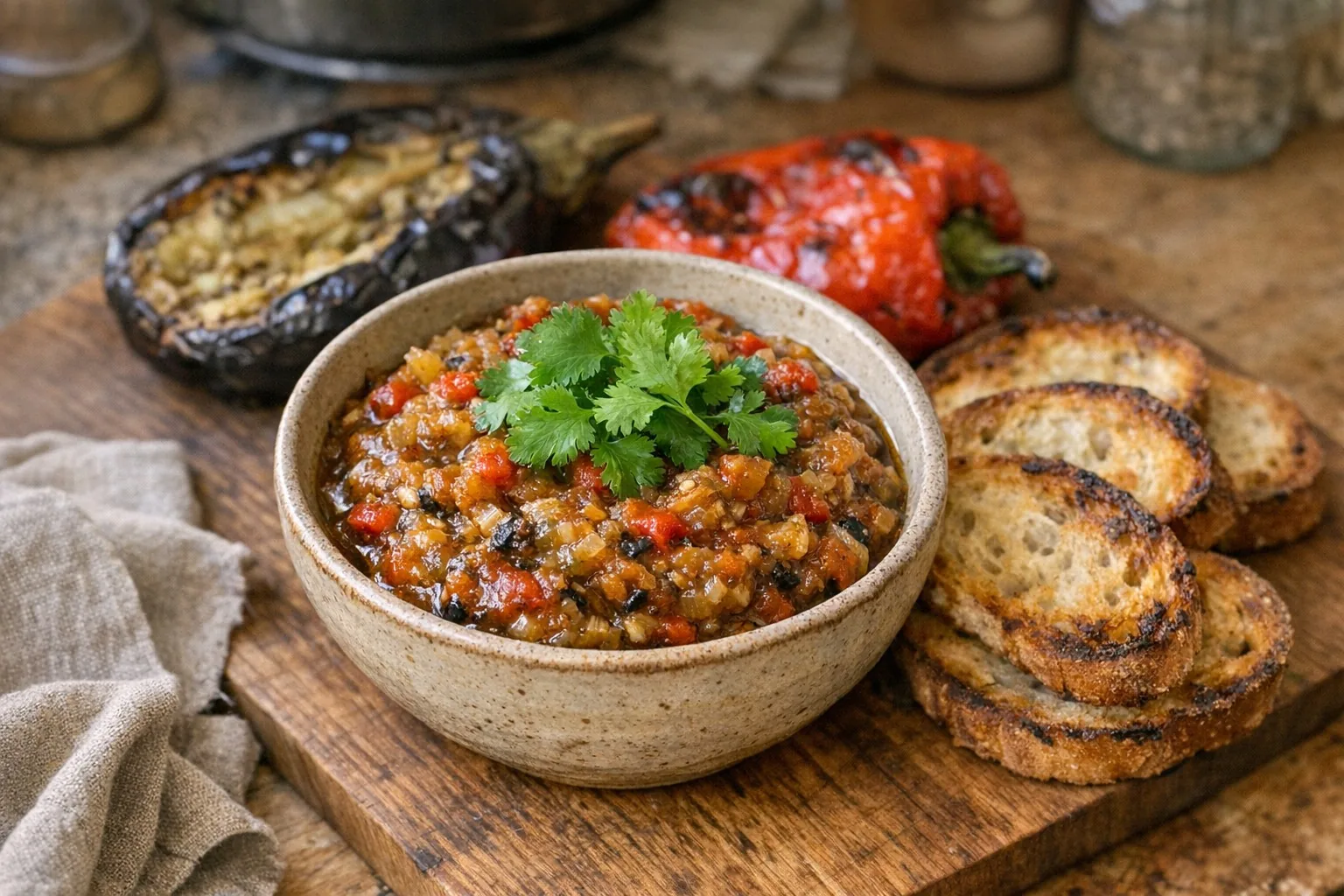 Ikra (Икра) Ikra (Икра) recipe photo: Smoky eggplant caviar spread with vegetables. Perfect appetizer or sandwich filling